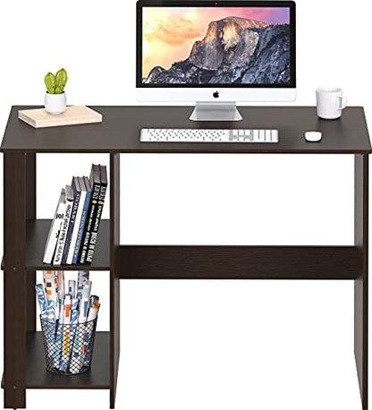 SHW 38-Inch Home Office Computer Desk with Shelves, Espresso - color: Espresso