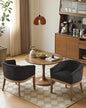 Barrel Dining Chair with Arms Set of 2, Upholstered Linen Armchair, Curved Back Mid-Century Accent Chair with Solid Wood Legs, Kitchen Dining Room, Breakfast Nook,Home Office,Black - color: Black