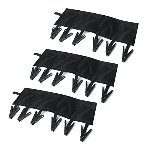 TamBee Portable Hanger Clips Travel Clothesline Travel Hangers Towel Drying Rack Clothing Hanger Folding Portable Sock Dock Swimsuit Drying Rack Hanger with 6 Clips Pack of 3 (Black) - color: Black