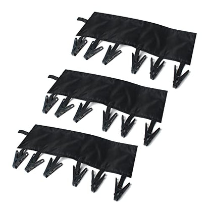 TamBee Portable Hanger Clips Travel Clothesline Travel Hangers Towel Drying Rack Clothing Hanger Folding Portable Sock Dock Swimsuit Drying Rack Hanger with 6 Clips Pack of 3 (Black) - color: Black