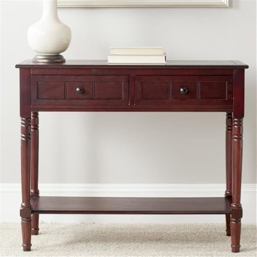 SAFAVIEH Furniture - Samantha 2-Drawer Console Table - Dark Cherry - Solid Wood - Classic Storage Design - Ideal for Entryway, Living Room, Hallway, 35.8"W x 13.8"D x 29.5"H (AMH5710D) - color: Dark Cherry