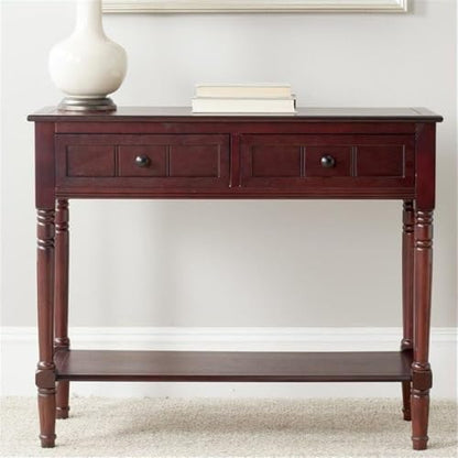 SAFAVIEH Furniture - Samantha 2-Drawer Console Table - Dark Cherry - Solid Wood - Classic Storage Design - Ideal for Entryway, Living Room, Hallway, 35.8"W x 13.8"D x 29.5"H (AMH5710D) - color: Dark Cherry