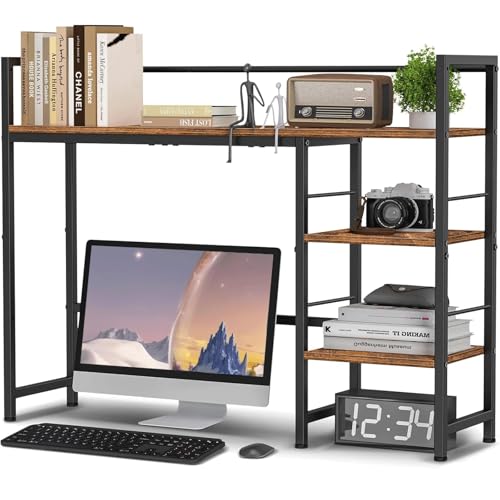 HavenlyYouth Desk Shelf, 38.6 Inch Wood Desk Organizer Shelf for Computer Monitor, Desk Hutch Storage, Desktop Shelf for Top of Desk, 3 Tier Desktop Bookshelf for Home Office Dorm, Rustic - color: Rustic, size: 38.6"