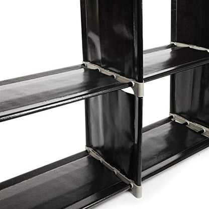 9 Cube Stackable Portable Modular Bookshelf,Non-Woven Fabric Storage Bookcase,Modular Closet Cabinet Bookcase,DIY Cube Storage Organizer Rack,with Feet,for Living Room Bedroom Office Entryway (Black)