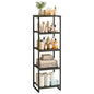 5-Tier Bathroom Shelving Unit, Narrow Corner Slim Rack, Black | 47"H, Metal Frame, Wood Finish Shelf, for Laundry Room, Kitchen, Living Spaces, Sturdy Build - size: 5-Tier