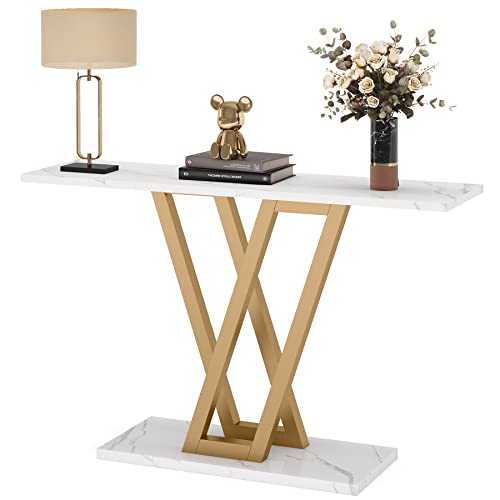 LITTLE TREE Console Table Hallway Table for Entryway 43 Inch Sofa Table Entryway Tables for Living Room, White & Gold - color: White & Gold