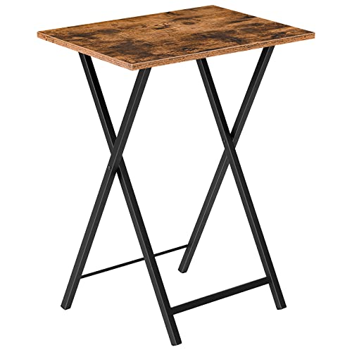 HOOBRO Folding TV Table, TV Tray, Stable Snack Table for Small Space, Portable Sofaside Desk, Easy Assembly and Storage, Ideal for Snacks and Meals in Living Room, Rustic Brown and Black BF15BZ01 - color: Rustic Brown + Black