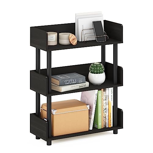 Furinno TURN-N-TUBE Display Shelf, 3-Tier Storage Shelves with Side Panels, Open Shelves Book Shelf with Rounded Corner Top Edges, for Organization and Storage, Living Room, Home Office, Espresso - color: Espresso, size: 3-Tier Display Rack