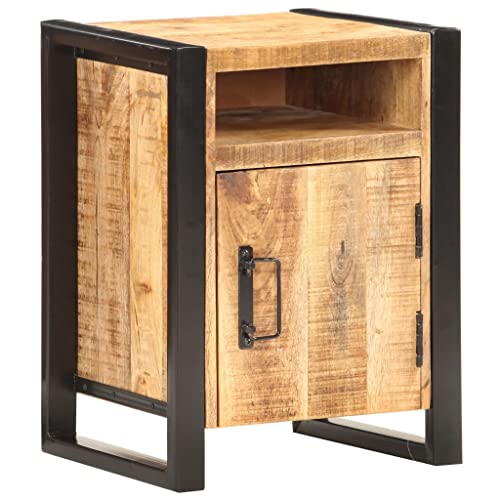 Nightstand Solid Mango Wood Bedside Cabinet with Metal Frame 13.8"x15.7"x21.7" Industrial End Table Storage Shelf for Bedroom, Living Room, Dorm