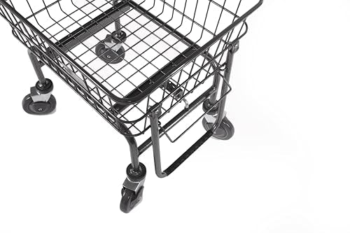 Rolling Laundry Cart with Wheels, Metal Wire Basket, Heavy Duty Utility Cart (Grey) - color: Gray