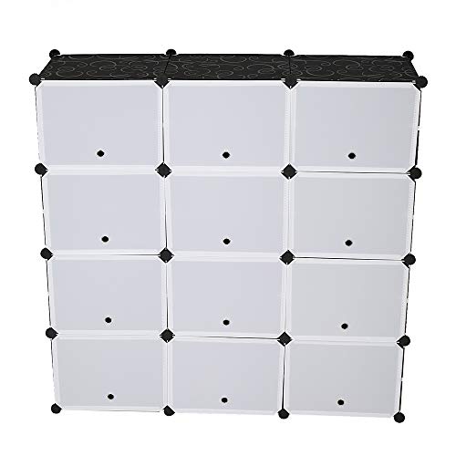 21 Cube Storage Organizer, Closet Storage Shelves with DIY Closet Cabinet Bookshelf Plastic Square Organizer Shelving for Home, Office, Bedroom (White-21 Cube)