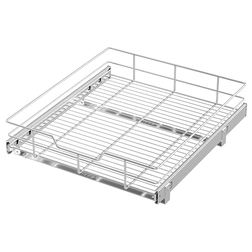 Pull Out Cabinet Organizer 21" W X 22" D, Chromed, Full Slide Out Drawers | For Kitchen Organizers and Storage, Pull Out Drawers For Cabinets Capacity Heavy Duty Caddy, Cabinet Shelves, Bathroom Pantry - color: 1 Tier - Chrome-Plated, size: 20" W X 22" D