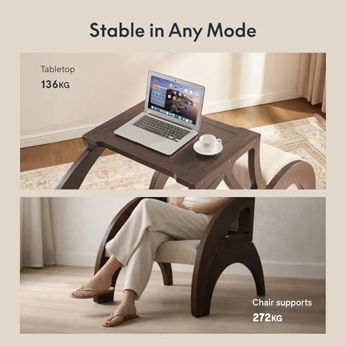 FLEXISPOT 3-in-1 Convertible Chair to Table with 2 Seats,Desk and Chair Set for 2, Upholstered Accent Chair with Solid Wood Frame, Easy Flip Design, Space Saving Furniture for Small Apartments - size: Convertible Chair for 2