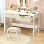 YOMILUVE Fluted Computer Desk with 2 Drawers, 39 Inch Small Computer Desk with Storage, Compact Writing Study Vanity Desk for Small Spaces, White - color: White