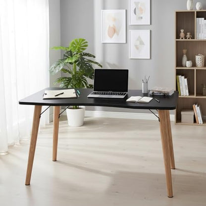 40” Black Computer Desk, 15° Arc Writing Table, Home Office & Gaming, Rounded Corner Enhance Stability with Leg Support