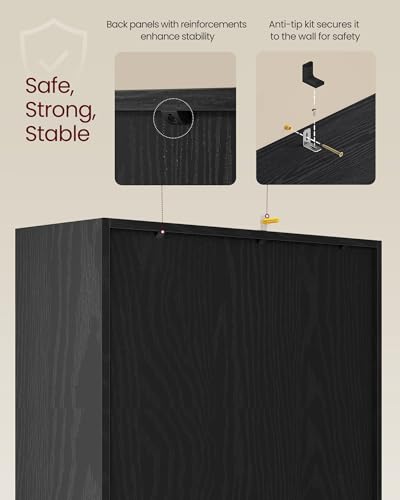 VASAGLE Bookcase Cube Shelf with 6 Compartments, 9.4 x 25.8 x 38.6 Inches | Bookshelf storage shelf, Ebony Black, CUSTOS Collection, ULBC423B01 - color: Ebony Black, size: 6 Cubes (9.4"D x 38.6"H), style: 1 Pack