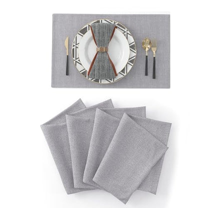 4 Piece 12 x 18 inch Soft Faux Linen Place Mats Heat Resistant Dining Table Place Mats Cloth Kitchen Table Mats 12x18 Grey - color: Gray, size: Rectangular Placemats 12" x 18"