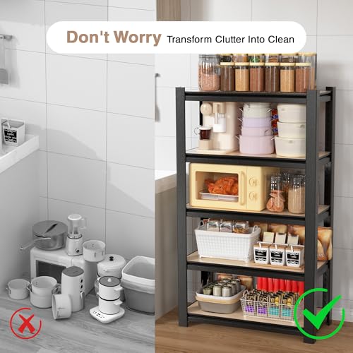 WORKPRO 5-Tier Black Shelving with Board, 24.1”Wx16.2”Dx60”H, 3000LBS Load | Boltless, Adjustable,Waterproof Board, 3000lbs Heavy Duty - color: Black, size: 24-1/10”W x 16-1/5”D x 60”H