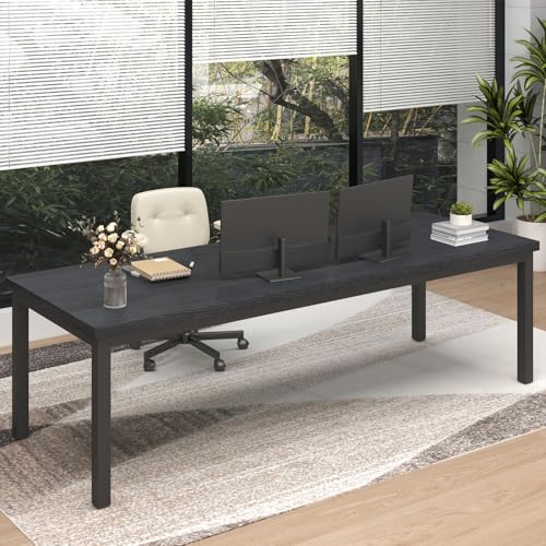 70.8 Inch Large Computer Desk, Modern Table with Thick Tabletop, Spacious Gaming Desk for 2 People, Study Writing Workstation for Home Office, Work from Home, Easy Assembly, Black - color: Black, size: 70.8x31.5inch