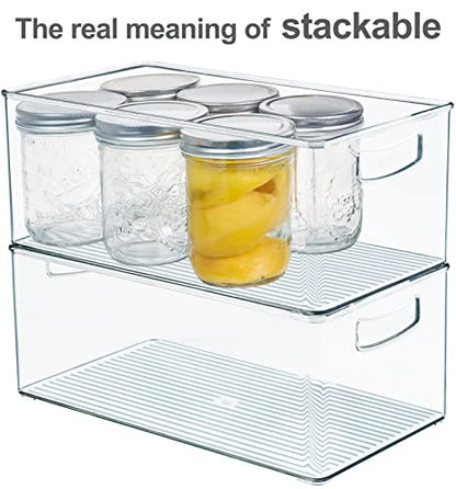 Hudgan 2 Pack Straight Sides Stackable Pantry Organizer Bins for Home Edit - 13.5''L x 7.5''W x 5.5''H - size: 2 XL