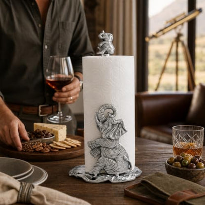 Arthur Court Elephant Paper Towel Holder - Decorative Aluminum Countertop Dispenser - 14.5 Inch Tall Kitchen Accessory - size: Diameter: 7.0 inches, Height: 14.5 inches