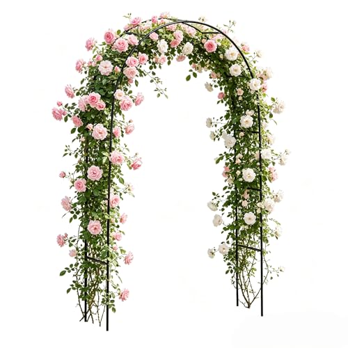 Metal Arbor Frame Stand, Garden Arch Trellis for Plants, Wedding Decor Backdrop Flower Stand, 7.9 * 4.6 FT - color: Black