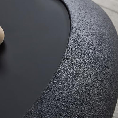 47" Modern Coffee Table Unique Rock Coffee Table Faux Stone Center Tables Round Edge Design Fiberglass Oval Accent Tables for Living Room Office Apartment No Assembly Required Black - color: Fiberglass Oval-black