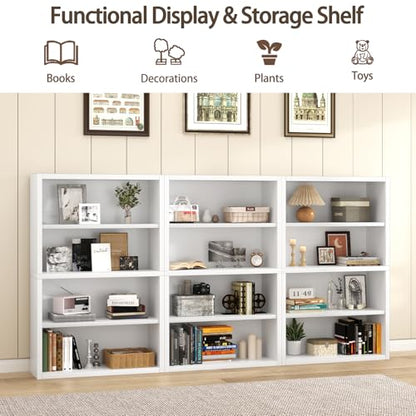 furtble 4 Tier Bookshelf with Open Storage Shelf, 48" Tall Wooden Bookcase, Sturdy Modern Display Storage Shelf for Living Room, Home Office, Study, White - size: 4-Tier-30.7W