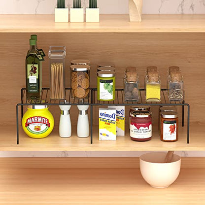 Redrubbit Expandable Shelf Rack, Rustproof Metal Storage Organizer for Kitchen, Fridge, Bathroom, Black - color: Black