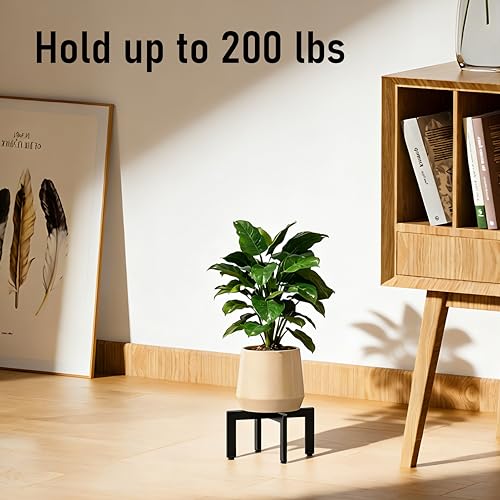 Plant Stand Indoor, Heavy Duty Metal Cross Shape Flower Pot Holder with Adjustable Feet for Uneven Floor, Easy Assembly, Suitable for 4" - 10" pots, Black - size: 1 Pack - Small