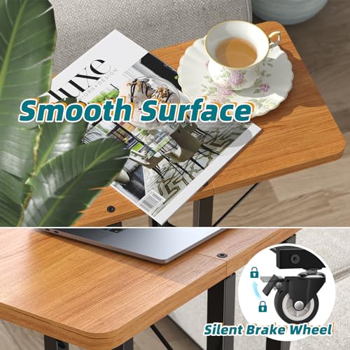Simple Trending C Shaped End Table, Folding TV Tray Couch Side Table for Sofa on Wheels, Black - size: Folding Table Top Single Set