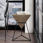 COZAYH Modern Geometric End Table with Wooden Top and Metal Base, Unique Pyramid Side Table Plant Stand for Office, Living Room, Bedroom, Fully Assembled, Triangle, Brown, Nature - color: Brown