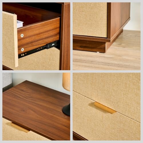 Saint Mossi Modern Nightstand with 3 Drawers, Large Rattan Night Stand, Natural Wood Bedside Table Storage Cabinet, Sofa End Tables Dresser for Living Room, Hallway, Closet, D27xW16xH23 - size: 1 Set 3 Drawer