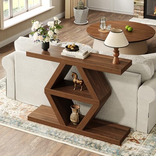39.4-Inch Farmhouse Console Table for Entryway, Wood Behind Couch Table with Storage Shelves, Rectangular Sofa Table, Narrow Entryway Table for Entrance, Hallway, Foyer, Living Room, Entry Way Table