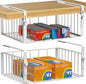 AmonHouseware 2Pack Under Shelf Basket Storage,Adjustable Hanging,White | Under Cabinet Shelf Add-on, Slide-in Baskets,Organizer for Laundry Room Kitchen Pantry Desk Bookshelf Counter Cupboard - color: White