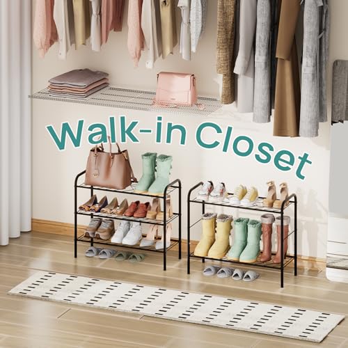 viewcare Shoe Rack for Closet, 3-Tier Small Shoe Rack for Entryway & Garage, Sturdy Metal Construction, Shoe Organizer Holds 6-9 Pairs - size: 3-Tier(M)
