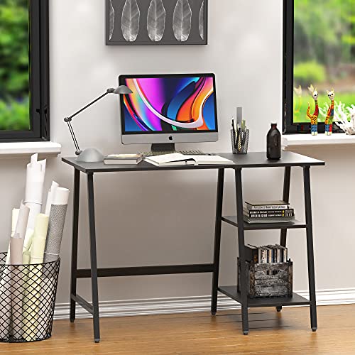 SHW 43-Inch Home Office Trestle Computer Desk with Open Storage Shelves, Black - color: Black