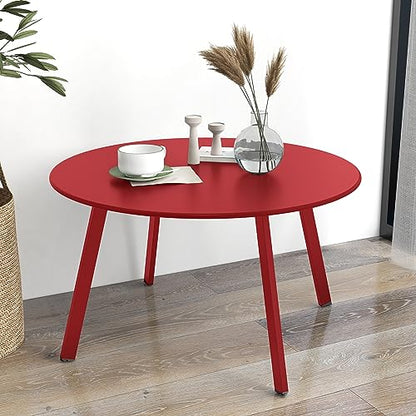 Grand patio Round Steel Patio Coffee Table, Weather Resistant Outdoor Large Side Table, (Red, 1PC) - color: Red, style: 1 PC
