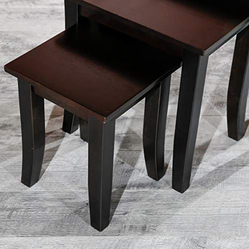 DTY Indoor Living 3-Piece Nesting Tables - Wooden Table Set of 3 for Living Room - Stackable Tables with Sleek Espresso Finish for Stylish and Space-Saving Home Furniture - color: Avon Design/ Espresso Finish