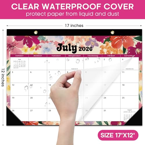 Desk Calendar 2026-2027, 18-Month Calendar Runs from July 2026 to December 2027, Large 17" x 12" Monthly Desktop & Wall Calendar for Home & Office - Vivid Bloom - color: d-Vivid Bloom, size: Jul 2026 – Dec 2027