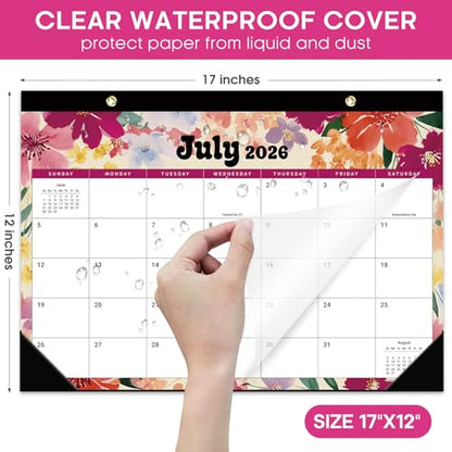 Desk Calendar 2026-2027, 18-Month Calendar Runs from July 2026 to December 2027, Large 17" x 12" Monthly Desktop & Wall Calendar for Home & Office - Vivid Bloom - color: d-Vivid Bloom, size: Jul 2026 – Dec 2027