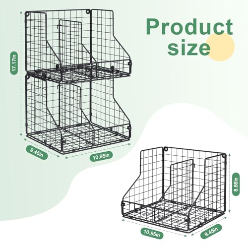 JKsmart 4 Pack Stackable Can Organizer for Pantry with Adjustable Dividers, Soda Can Organizer, Can Storage Dispenser Holds up to 56 Cans, Metal Wire Baskets Can Holder for Kitchen Cabinet Pantry - size: S-(4 pack)