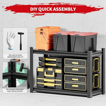 Garage Shelving Units,Heavy Duty 2-Tier Metal Storage Shelf with Adjustable Shelves - size: 22"H"23"W 21.6"D