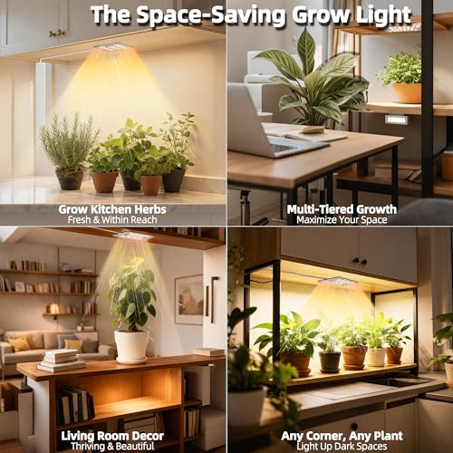 Under Shelf Grow Light, Stick On LED Plant Light, Indoor Plants with Timer | USB Powered Under Cabinet Grow Light, Full Spectrum 3500K High PPFD Puck Light for Shelves, Terrarium & Indoor Plants - size: 1 Head 1 Pack Plus