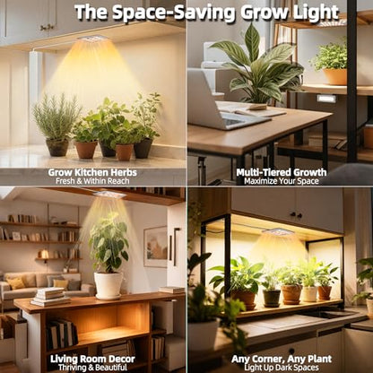Under Shelf Grow Light, Stick On LED Plant Light, Indoor Plants with Timer | USB Powered Under Cabinet Grow Light, Full Spectrum 3500K High PPFD Puck Light for Shelves, Terrarium & Indoor Plants - size: 1 Head 1 Pack Plus