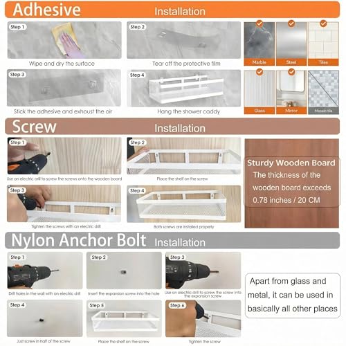 PUSDON 5-in-1 Wide Wall Mount Wrapped Mesh Kitchen Organizer & Shower Caddy Kit, with Paper Towel Holder, Utensil Holder, Soap Dish, Heavy Duty 50LBS - White, Netting - color: White, size: 5-in-1 Full Mesh (12.6" Wide)