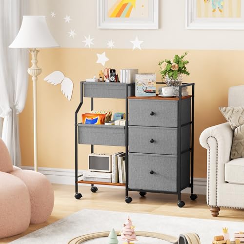 Modanais Baby Diaper Caddy Organizer Cart - 3 Tier Rolling Cart with Dividers and Drawers, Easy To Assemble, Mobile Utility Cart with Wheels for Nursery, Bedroom, Changing Table & Crib | 3 Tier Rolling Cart, Easy To Assemble, Mobile Utility Cart with Whee