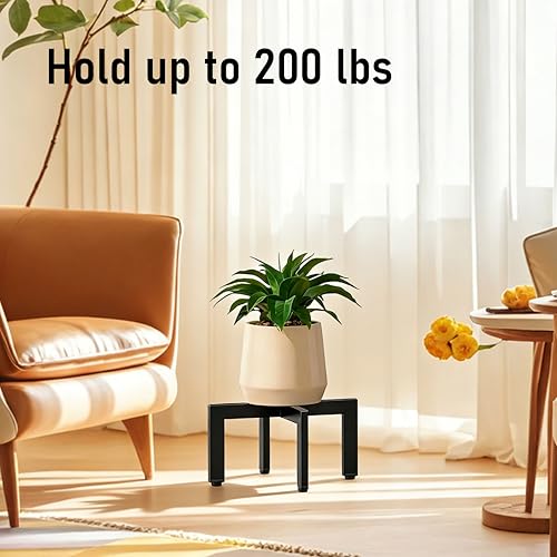 4-Pack Plant Stand Indoor Outdoor, Heavy Duty Metal Flower Pot Holder with Adjustable Feet, Modern Cross Shape Fit 5-13 Inch Pots, Includes 2 Large & 2 Medium, Easy Assembly, Black - size: 4 Pack - Large & Medium