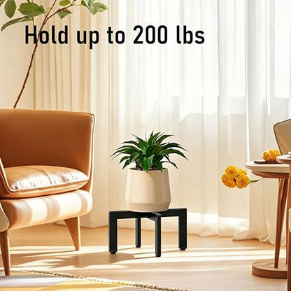4-Pack Plant Stand Indoor Outdoor, Heavy Duty Metal Flower Pot Holder with Adjustable Feet, Modern Cross Shape Fit 5-13 Inch Pots, Includes 2 Large & 2 Medium, Easy Assembly, Black - size: 4 Pack - Large & Medium