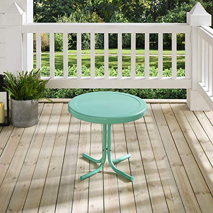 Crosley Furniture Griffith Weather Resistant Retro Metal Outdoor Side Table for Patio, Deck, Porch, Aqua - color: Aqua